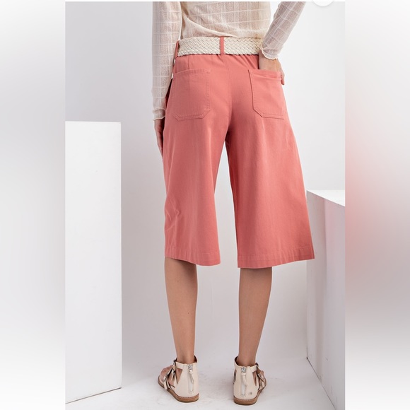 New in! So Cute Washed Cotton Twill Capri Pants Elastic Waist Relaxed Fit - Picture 2 of 8